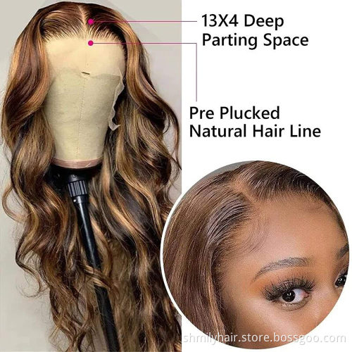 Shmily Wholesale Curly Lace Front Wigs 100% Human Hair Brazilian Highlight Human Hair Wigs Cuticle Aligned Virgin Hair Vendor